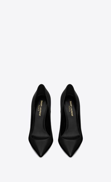 SAINT LAURENT YSL heels Woman OPYUM 110 pumps in black leather and matte black metal b_V4
